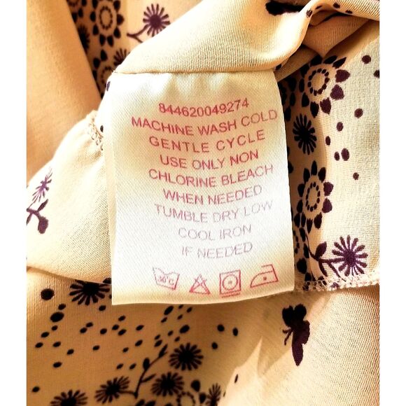 ULTRA PINK Peach Sheer Batwing Top Sz XL Purple Butterly Floral Print - Picture 5 of 5